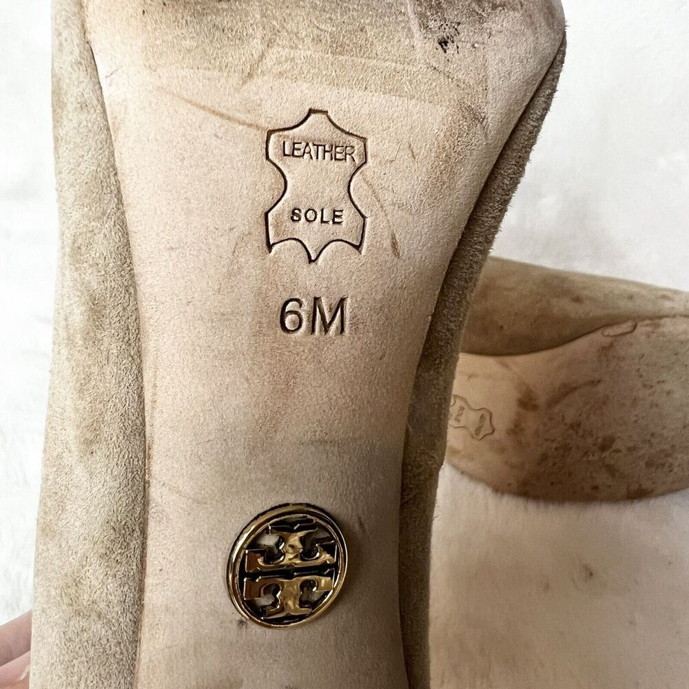 Tory Burch Tan Suede Pumps Snakeskin Stiletto Heels Women’s Sz 6M - Picture 8 of 9